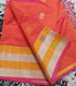 Orange Pure Venkatagiri Handloom Cotton Silk Saree with Zari Border